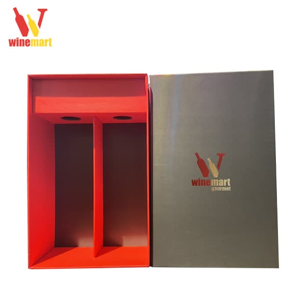 Hộp xám Winemart 2 chai