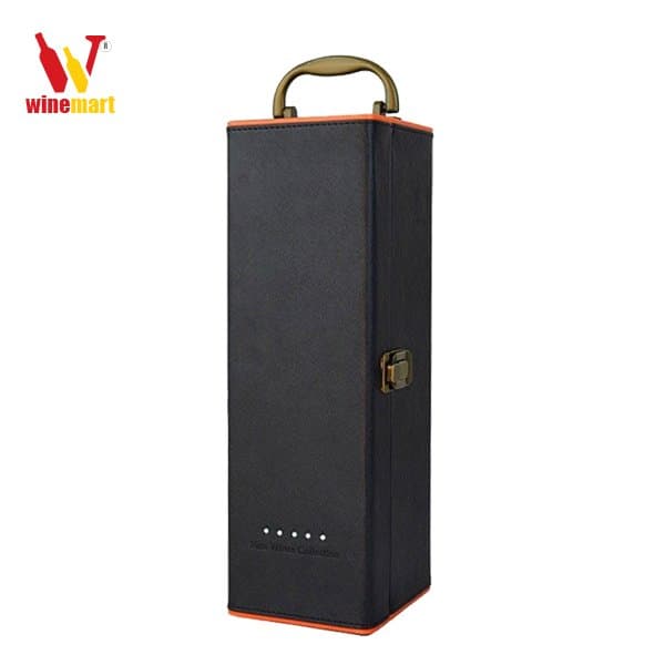 Hộp da đơn Wine Collection màu đen (5 chấm trắng)