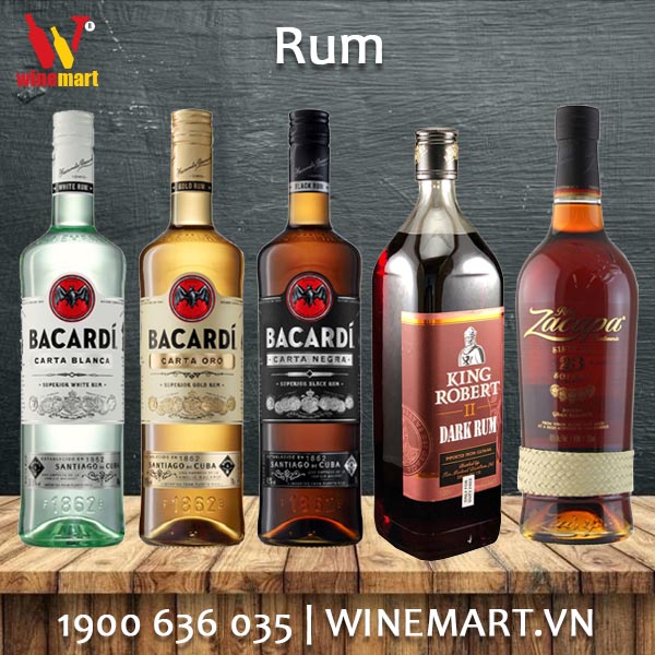 Những chai rượu Rum ở Winemart