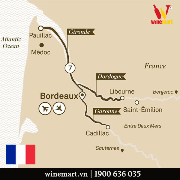 Bordeaux được chia cắt thành bờ phải và bờ trái